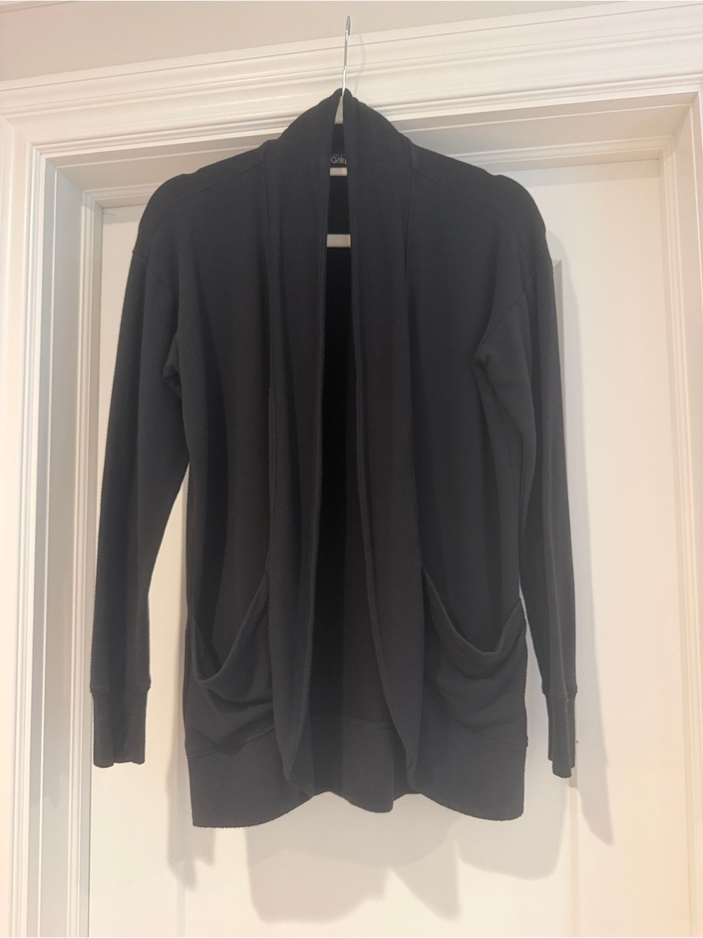 Athleta Dark Gray Open-Front Girls' Cardigan with Pockets
